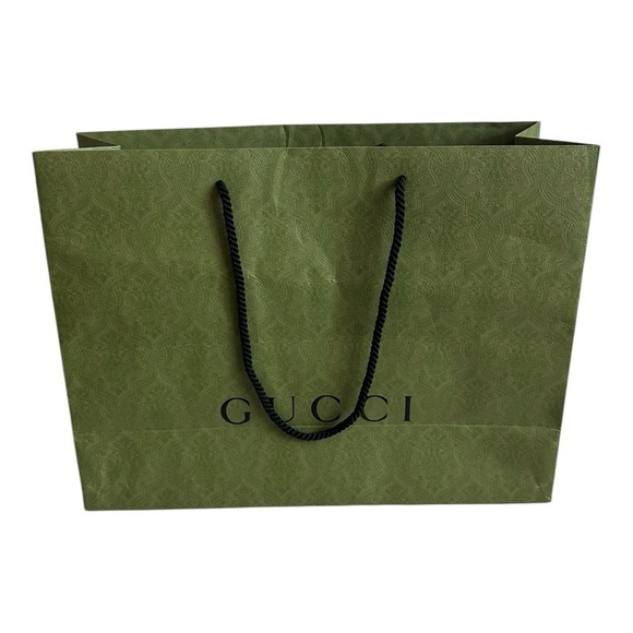 Authentic Empty GUCCI BAG Green Black Reusable Paper Bag Staging Decor Gift Bag - Picture 4 of 4